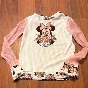 Handmade made Minnie Mouse Pink & White Long-Sleeve Top for Kids